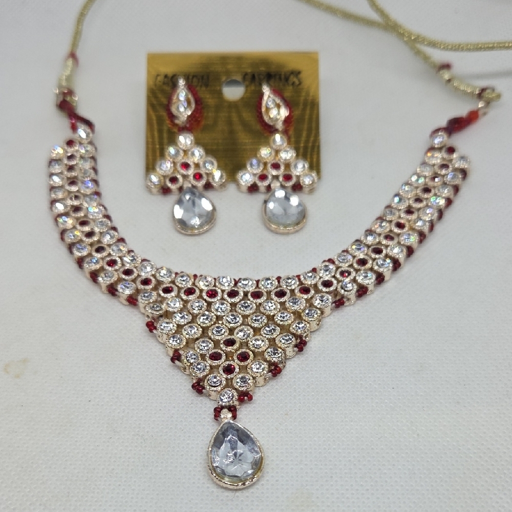 Indian Choker and earrings Ruby/Diamonds